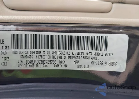 2017 Jeep Grand Cherokee Overland 4X4 from USA, damaged, VIN 1C4RJFCG3HC729796